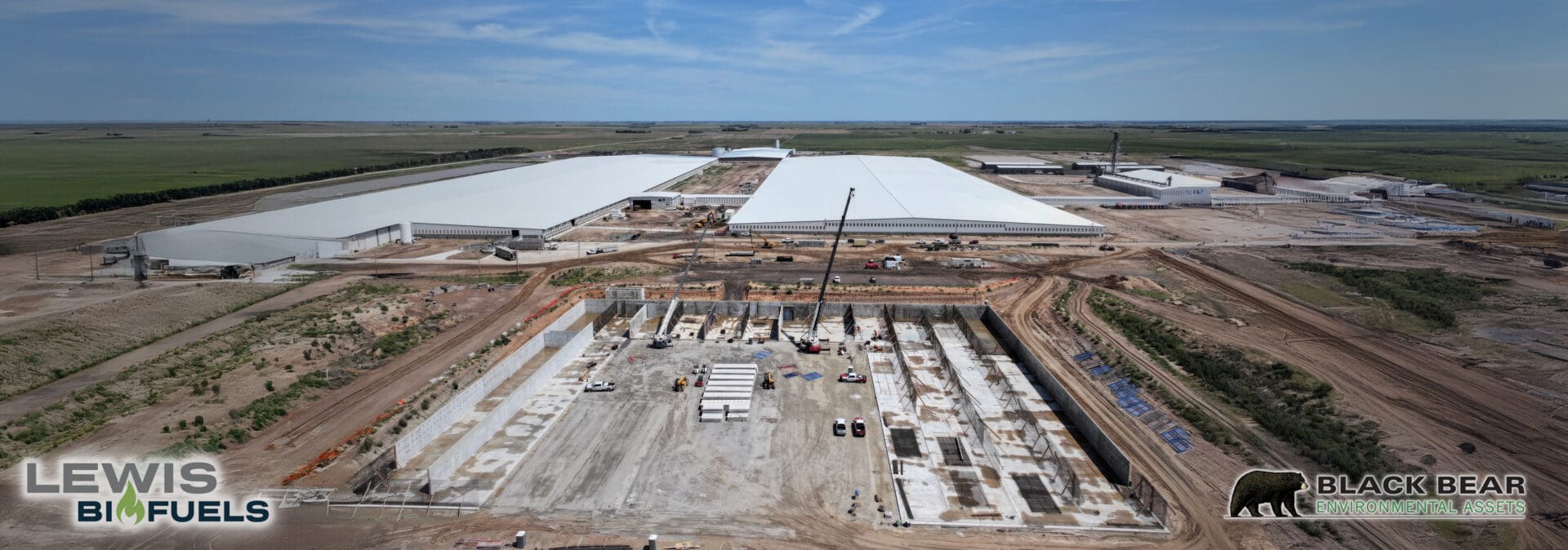 Aerial view of industrial biofuels plant construction